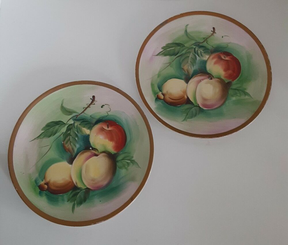 Vintage Norleans Fruit Plates Peaches Hand Painted Southern Charm